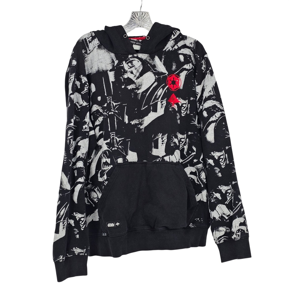 Star Wars x LRG Darth Vader All Over Print Pullover Hoodie L Black Empire Y2K